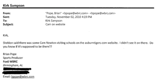 Illustration for article titled "Am I Sick? Are We All Sick?": Overwrought Things The Media Wrote To Auburn's PR Guy During Cam Newton's Wild 2010 Season